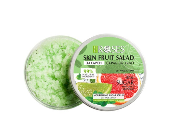 Nature of Agiva Roses Skin Fruit Salad 2:1 Cukros Bőrradír arca és testre Grapefruit, Lime és Menta kivonattal 200ml 990175