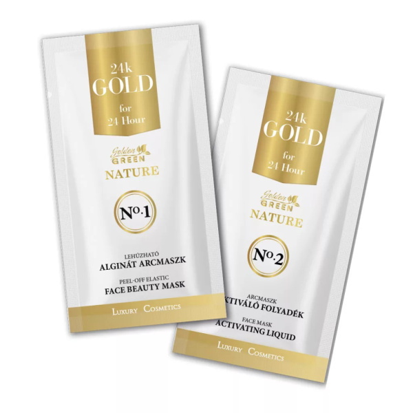 Golden GREEN Nature 24K Gold Lehúzható Alginát Arcmaszk Aktiváló Oldattal 1Db
